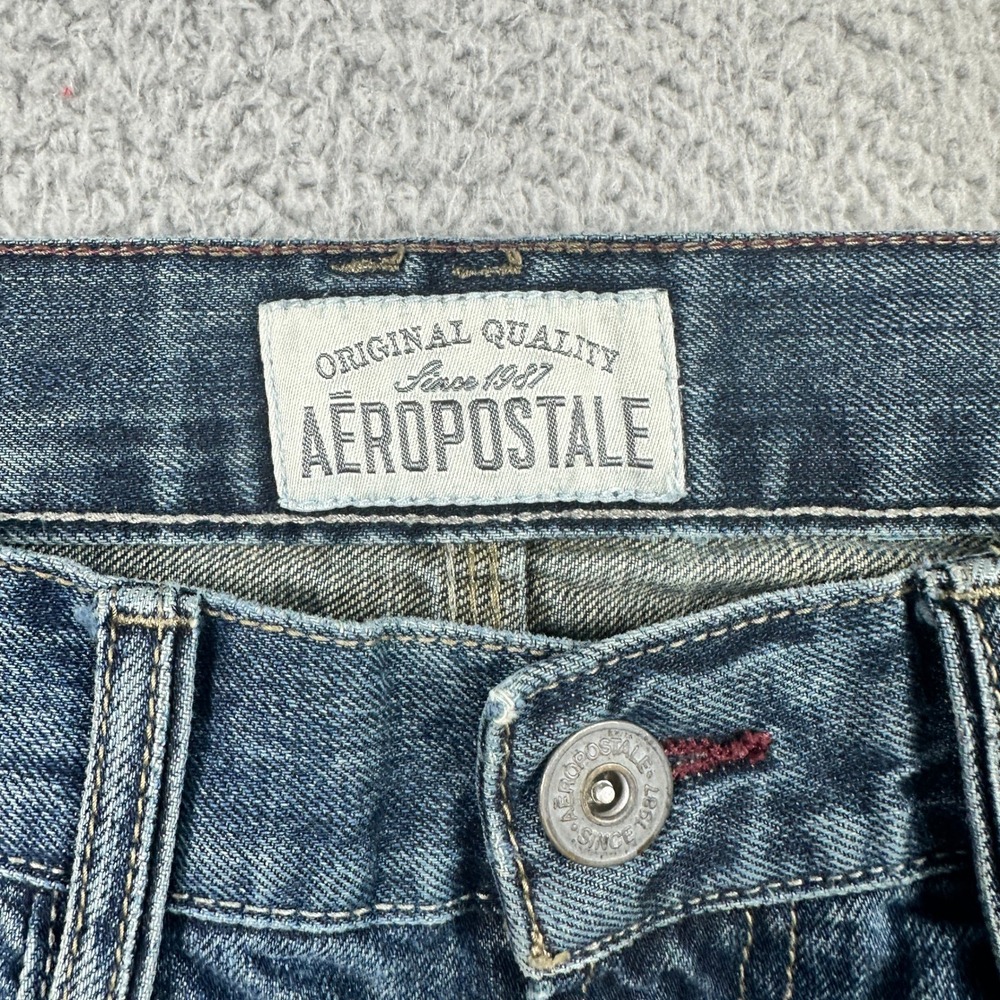 Aeropostale Essex Straight Leg Jeans Mens 30x30 Blue Distressed Ripped Y2K - Picture 5 of 11